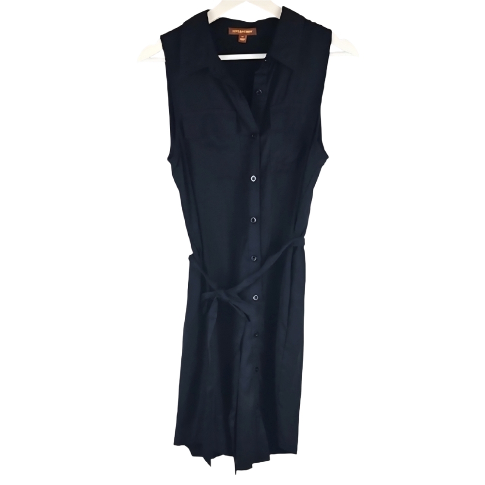 Hive & Honey Soft Sleeveless Shirt Dress in Black with Belt